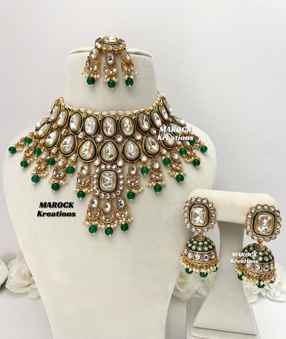 Trendy Uncut Kundan Statement Necklace set/Bridal set