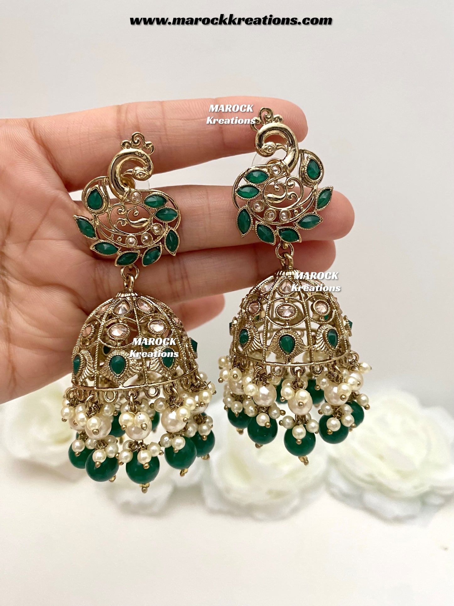 Antique Gold Polki Jhumki Earrings