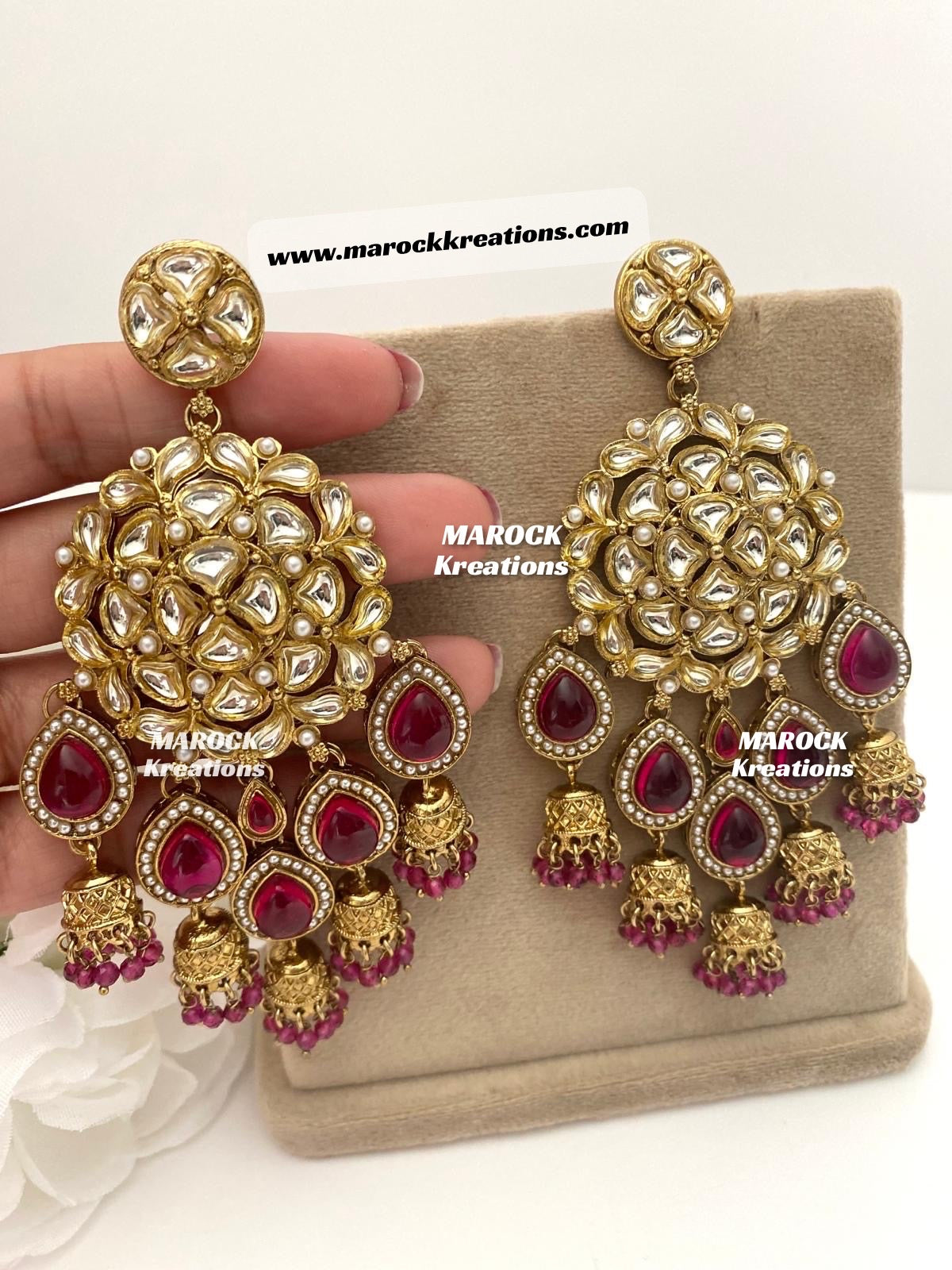 Bollywood style premium quality Kundan Statement Earrings