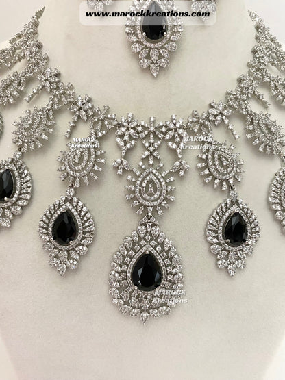 Zahra Silver American Diamond Necklace set