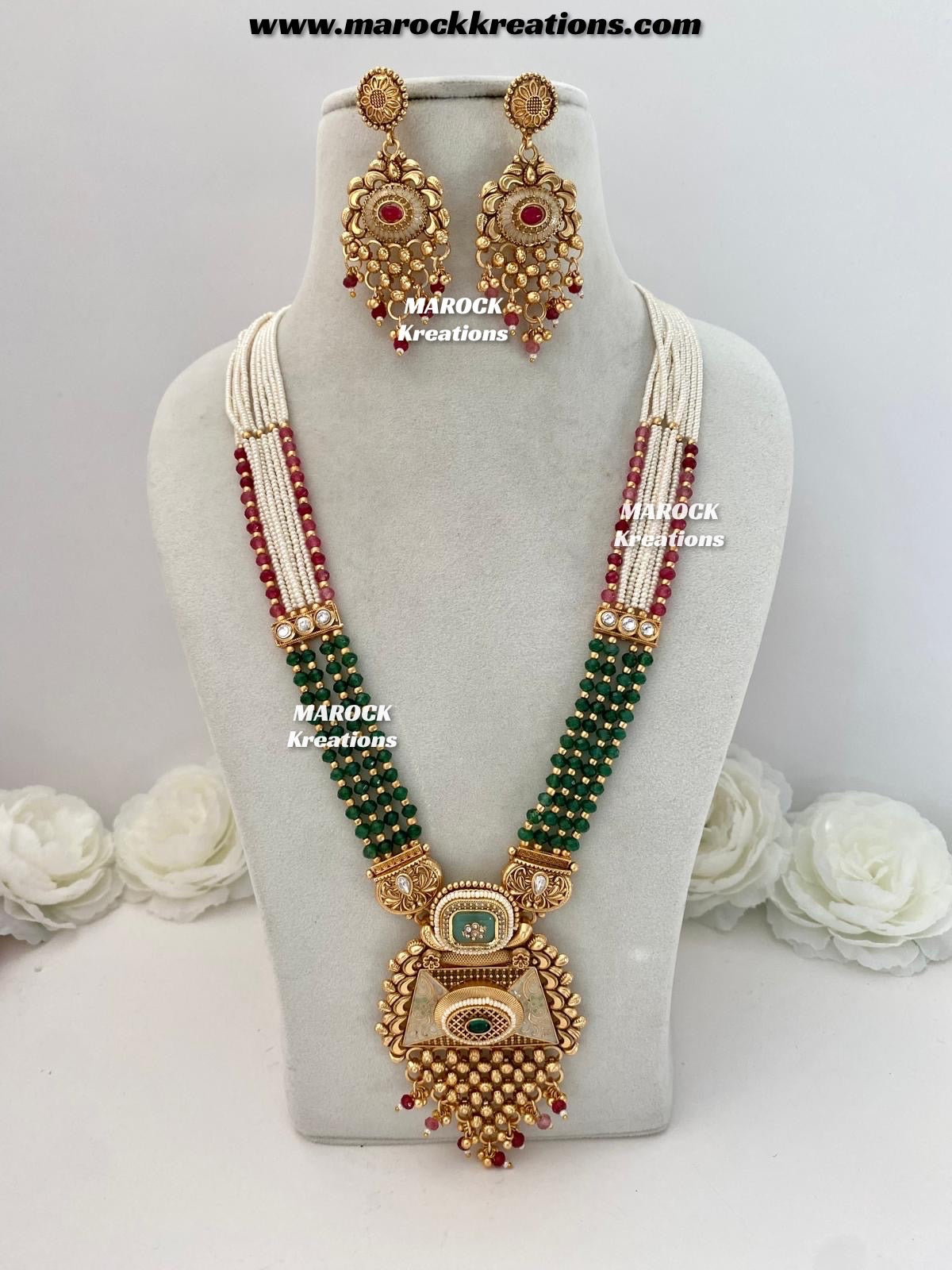 Ifrah Premium Quality Gold plated exclusive heritage Rani haar set