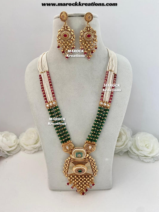 Ifrah Premium Quality Gold plated exclusive heritage Rani haar set