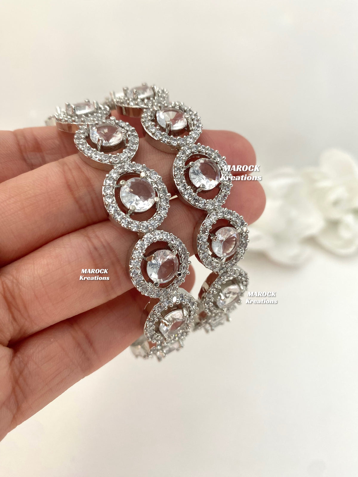 Silver American Diamond Bangles/Kade
