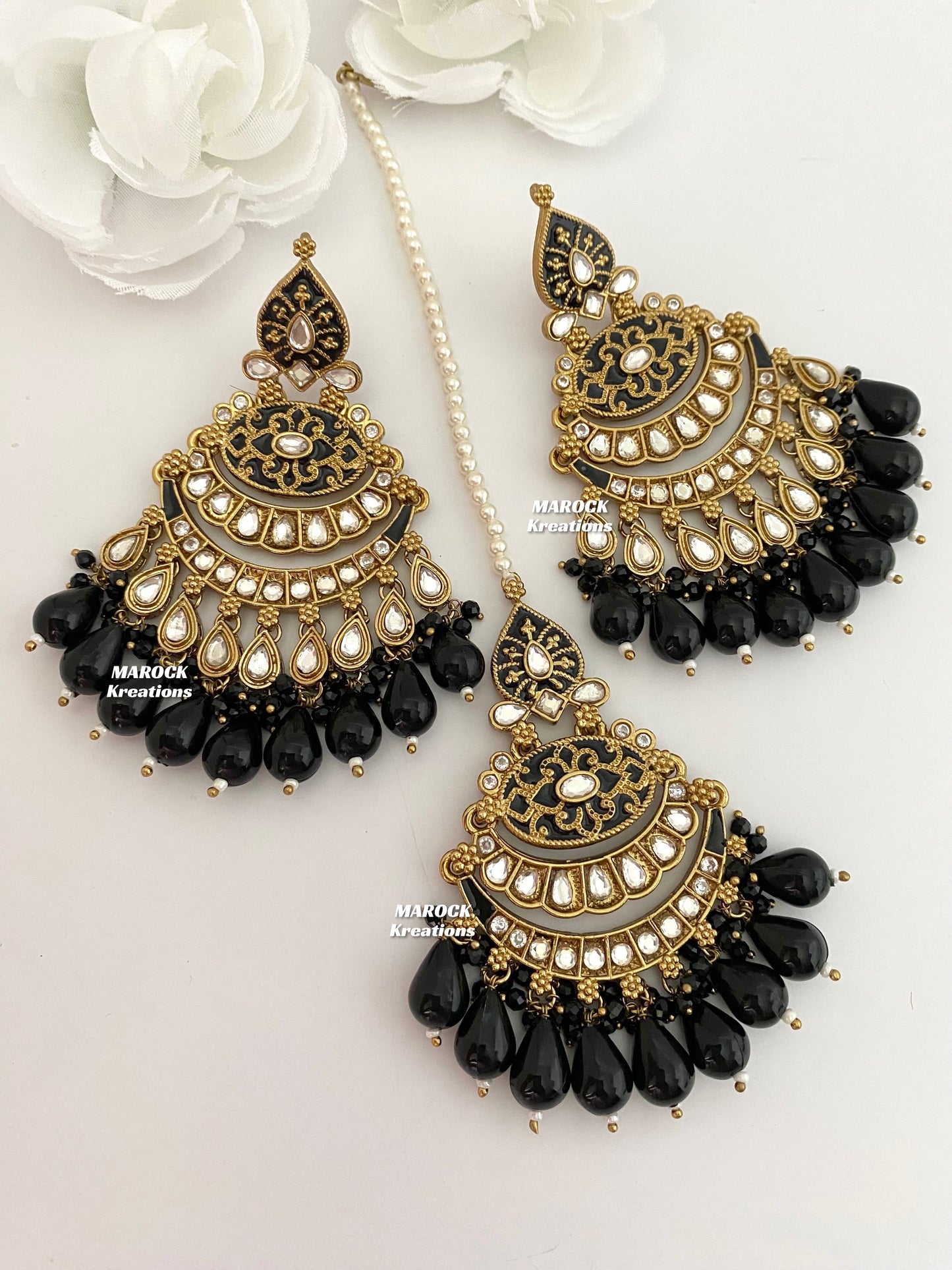 Premium Quality Kundan Meenakari Statement Earrings and tikka sets