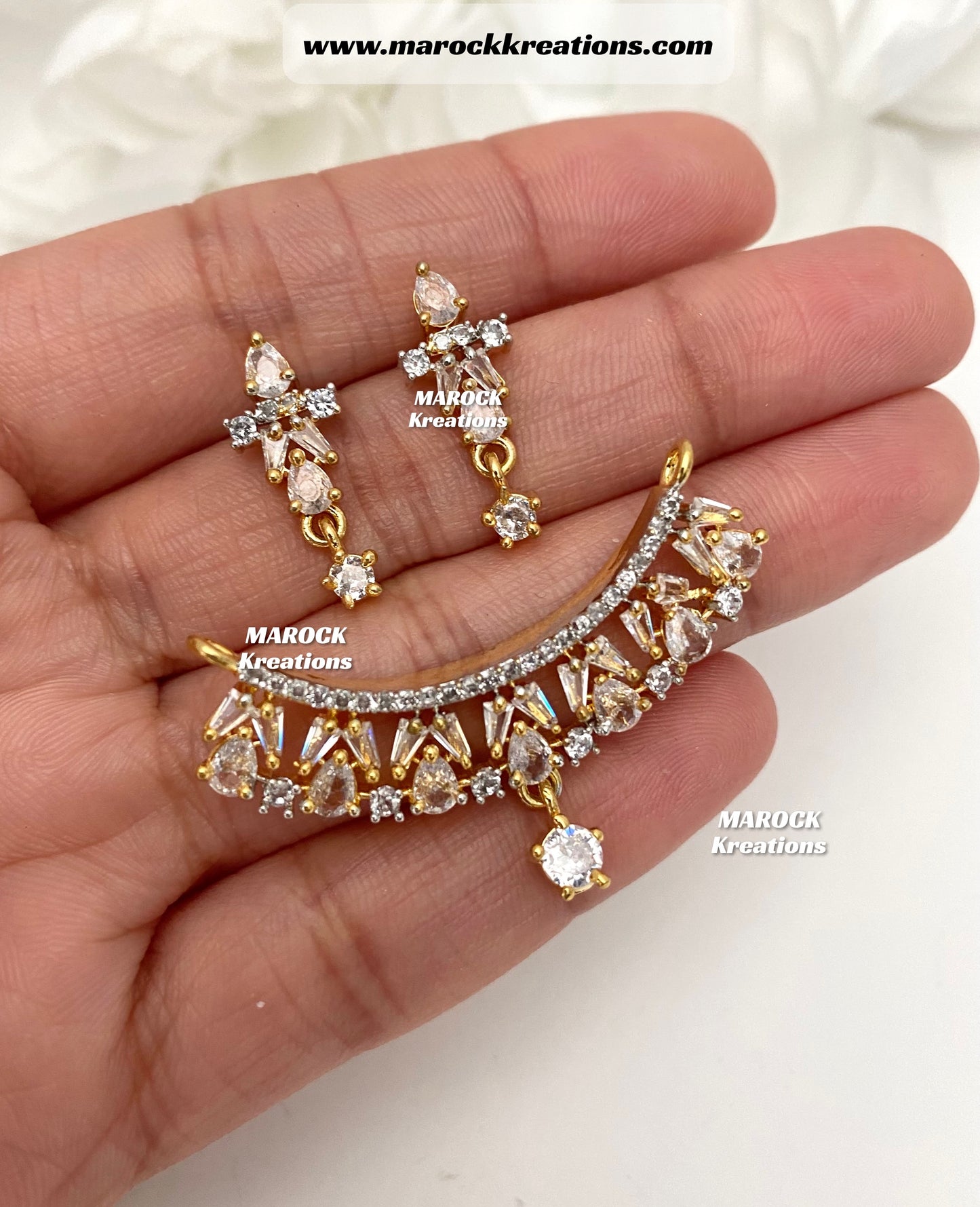 American Diamond Mangalsutra pendant with matching earrings