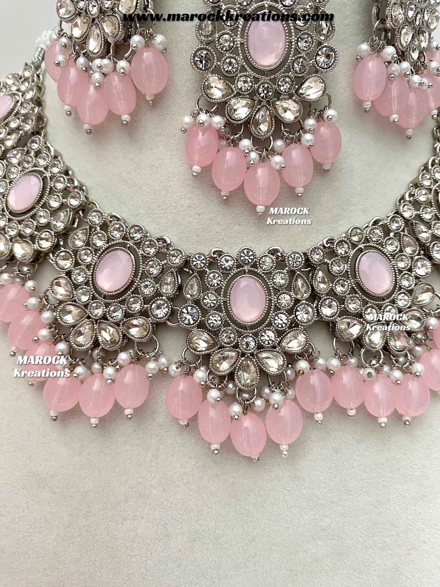 Naina Silver Stone Necklace set