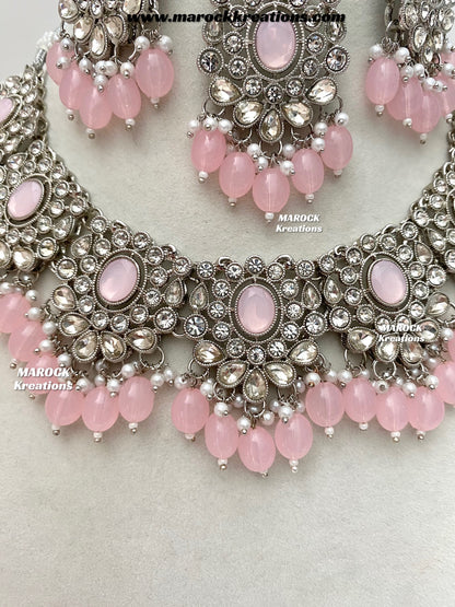 Naina Silver Stone Necklace set