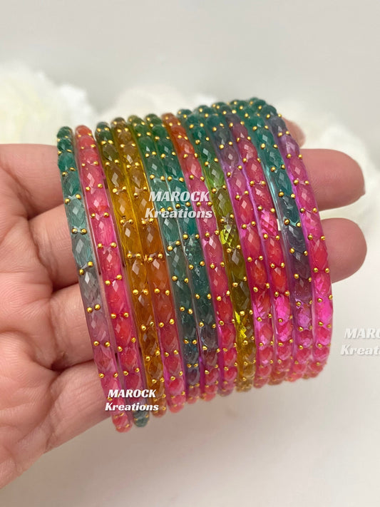 Rain drop Multi color glass bangles (Pack of 1 dozen)