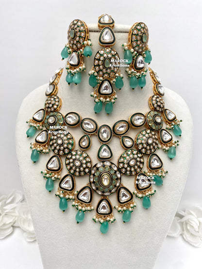 Amisha Premium Quality Kundan Meenakari Statement Necklace set