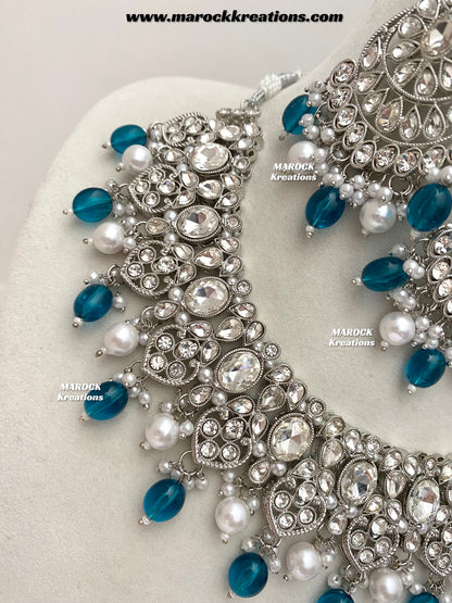 Zoila Silver Stone Necklace set