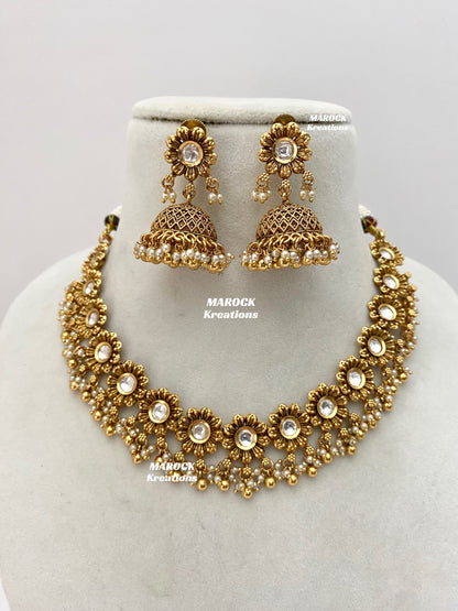 Ariane Premium Quality Gold Plated Kundan Necklace set