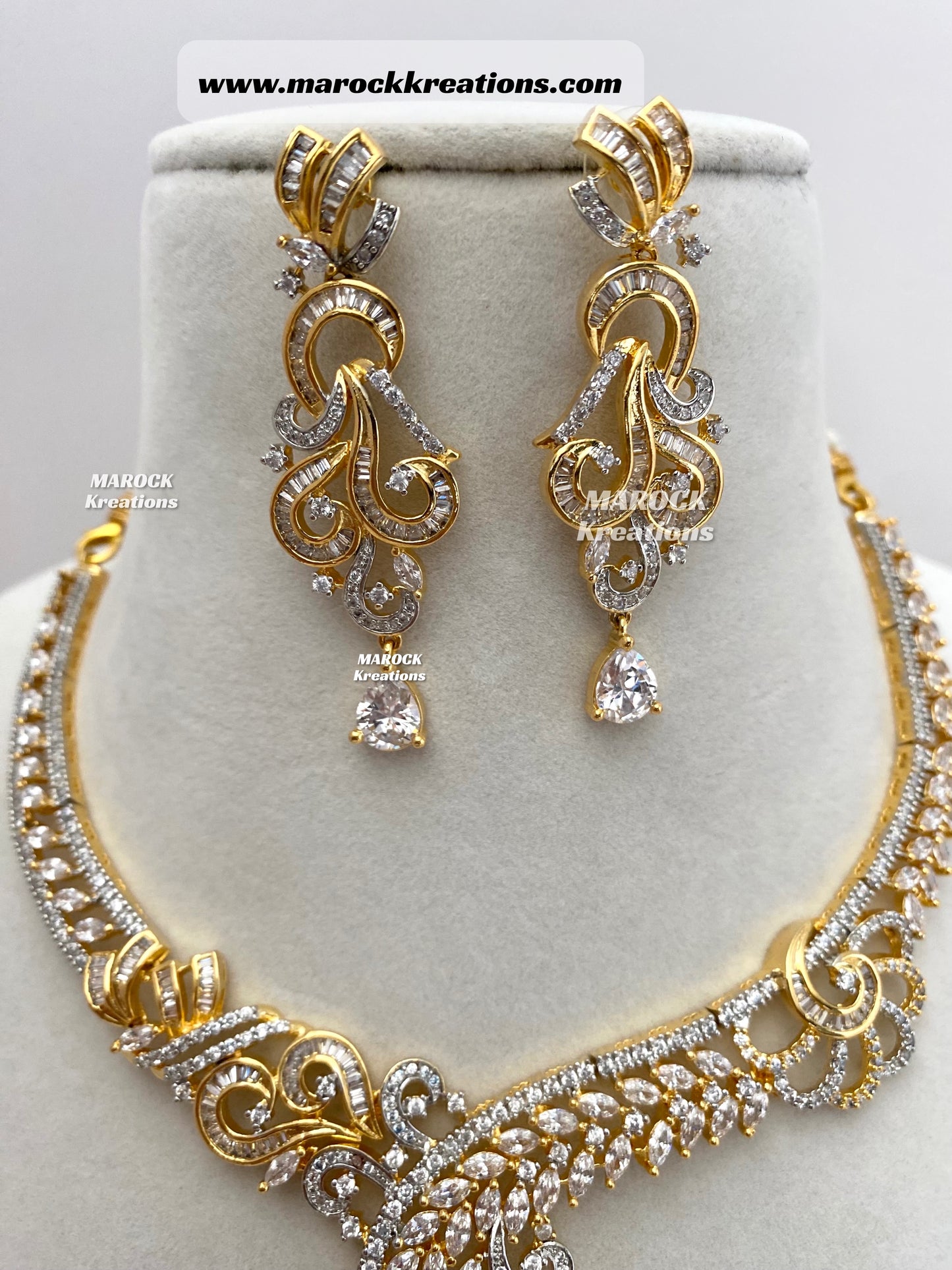 Elahi Gold American Diamond Necklace set