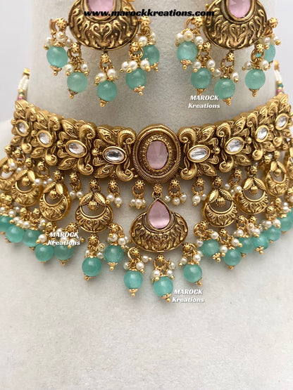 Sugandha Premium Quality Gold Plated Rajwadi choker set