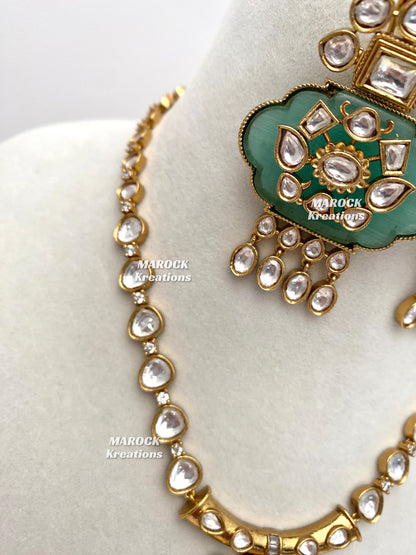 Shazia Premium Quality Moissanite Kundan Necklace set