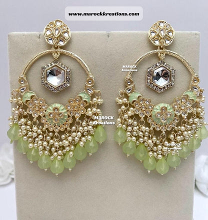 Light Gold Kundan Statement Earrings