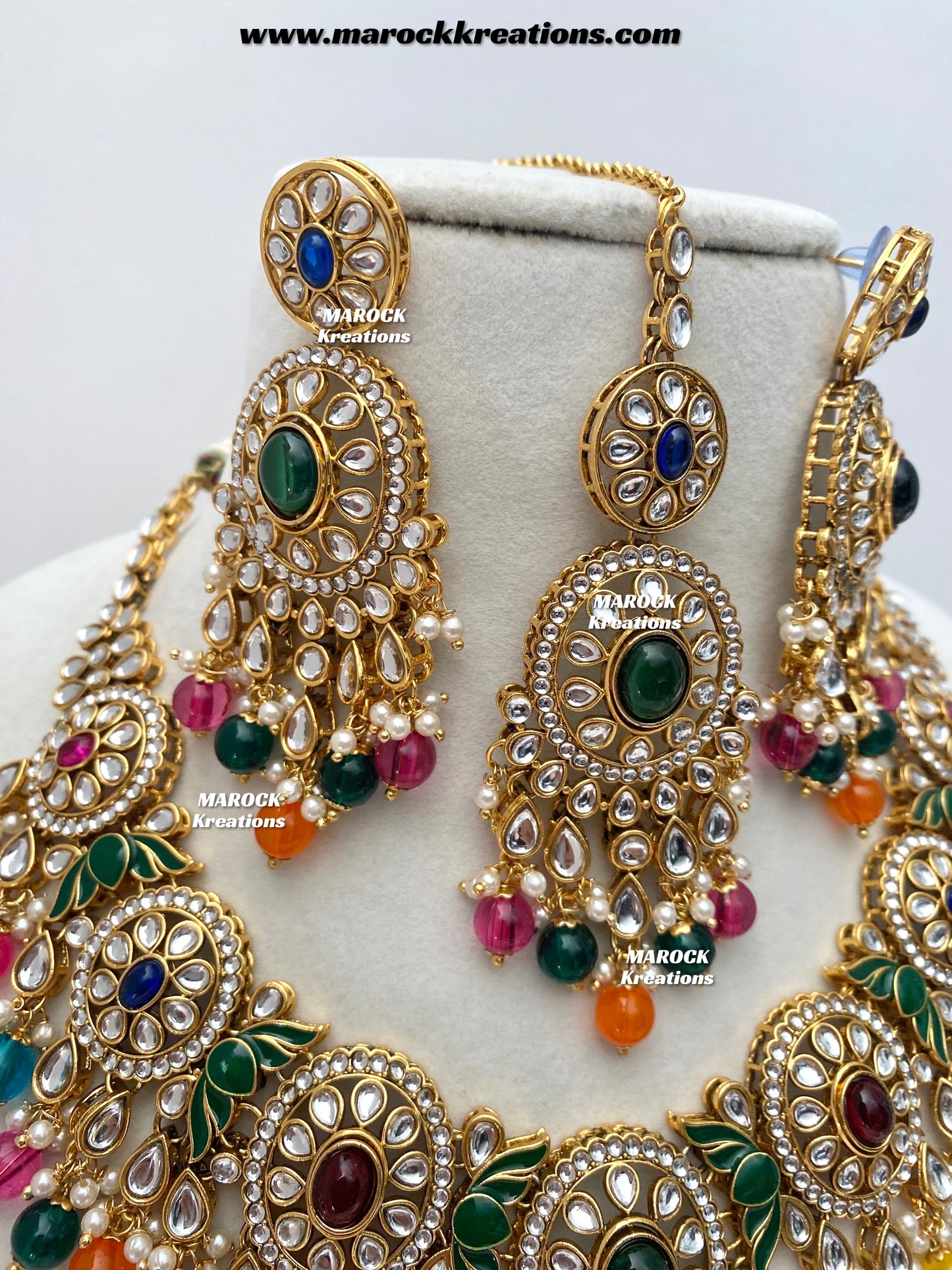Iqra Premium Quality Kundan Meenakari Statement Necklace set