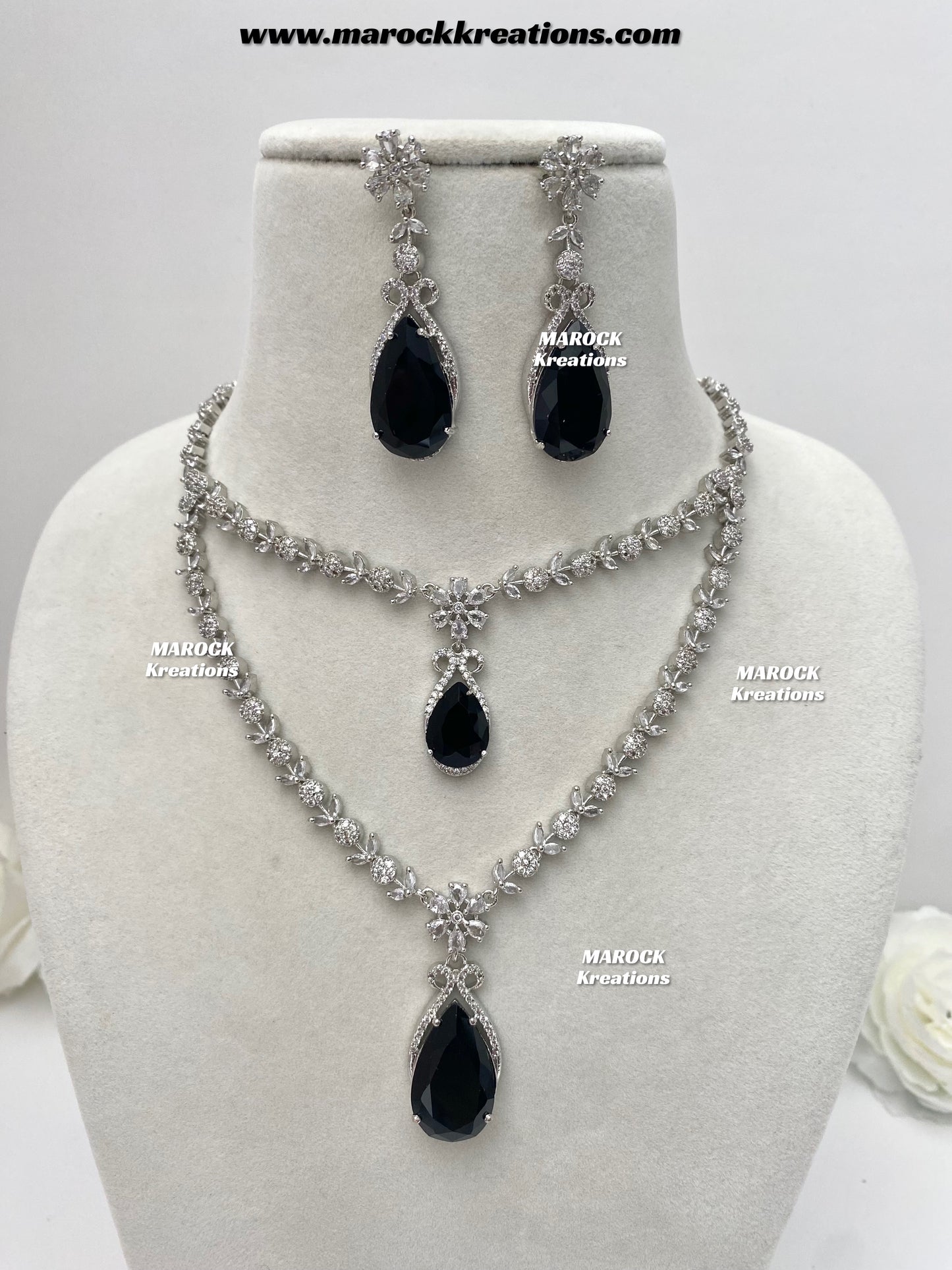 Lauren Silver American Diamond Necklace set