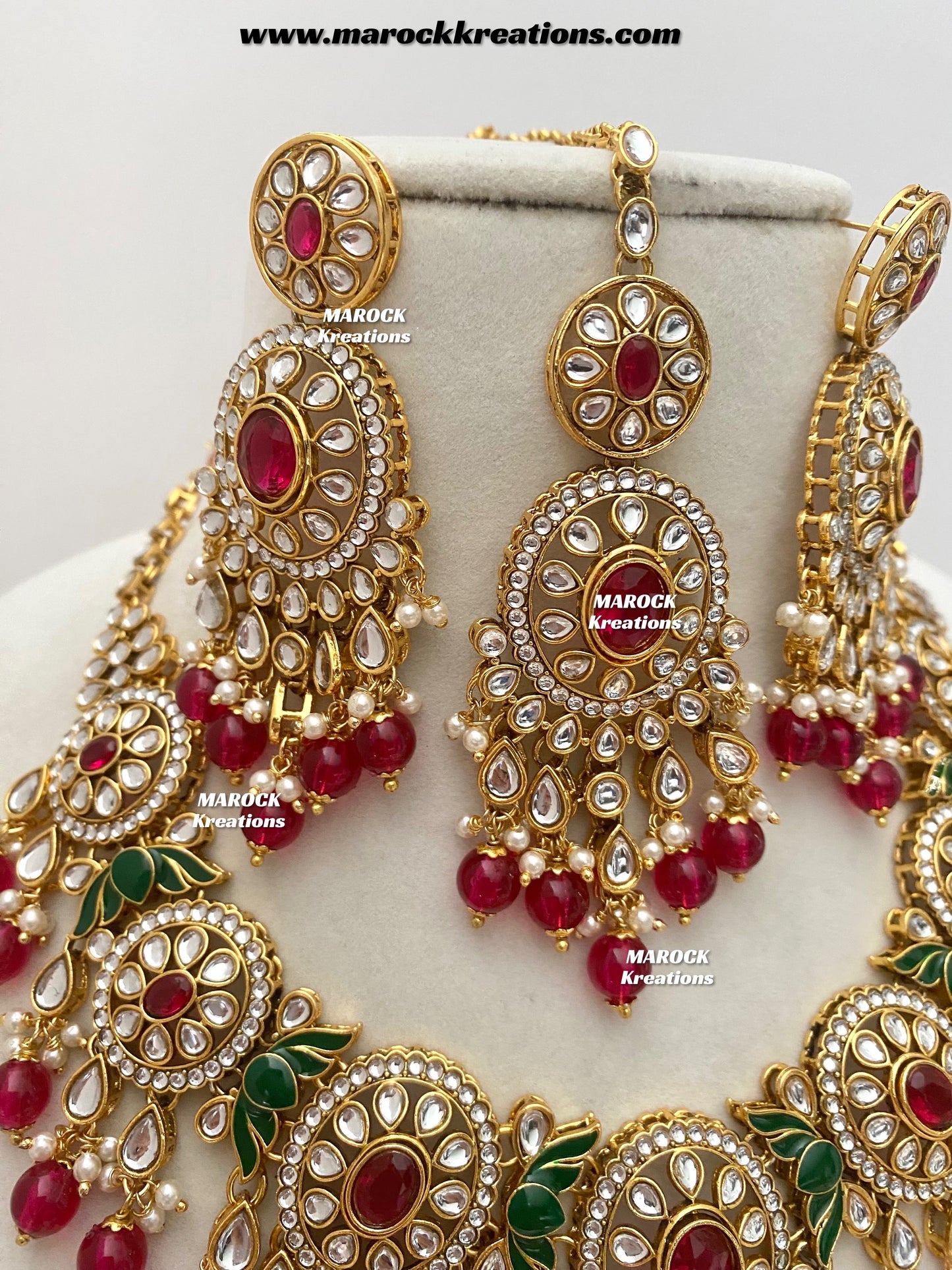 Iqra Premium Quality Kundan Meenakari Statement Necklace set
