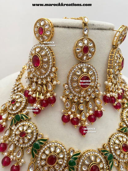 Iqra Premium Quality Kundan Meenakari Statement Necklace set