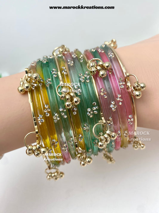 Rain drop Glass bangles and Kashmiri bangles set