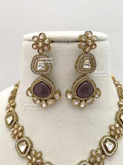 Amara Premium Quality Moissanite Kundan Necklace set