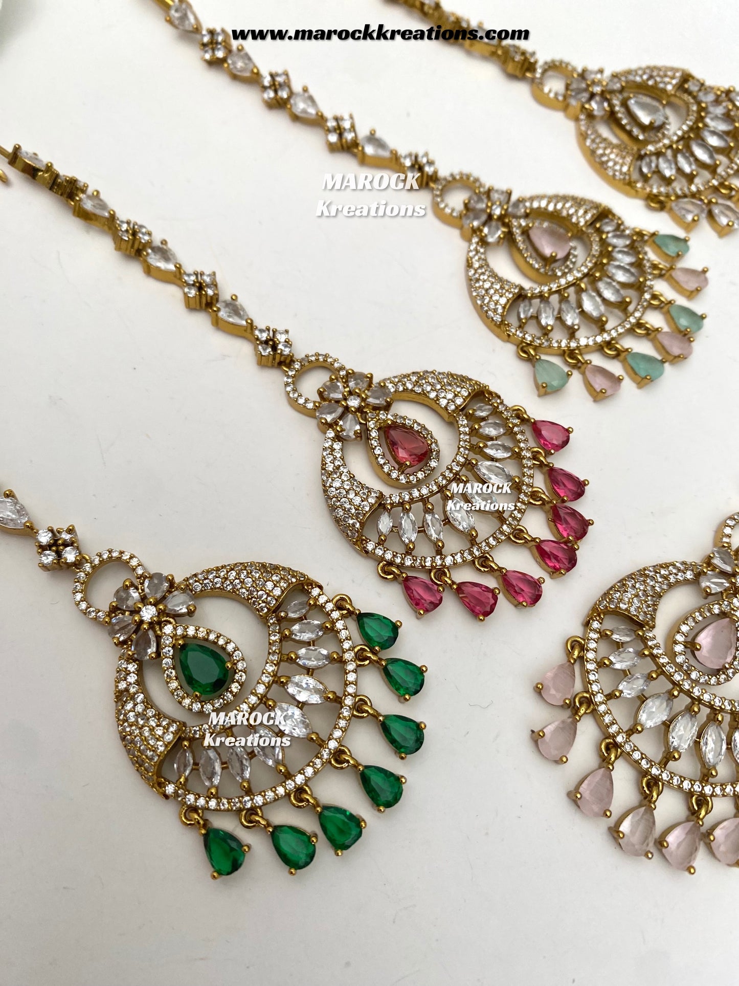Antique Gold base American Diamond Tikka