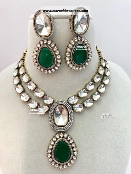 Premium Quality uncut Kundan Moissanite Necklace set