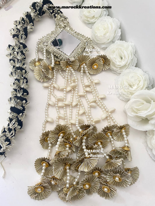 Gotta patti mirror parandi with lace /Hair dori/Jago braid accessories