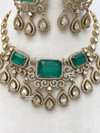 Labiba Sabyasachi inspired Premium Quality Moissanite Kundan with doublet stone Statement Necklace set