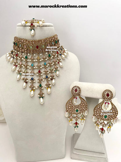 Avni Polki Multi color choker set