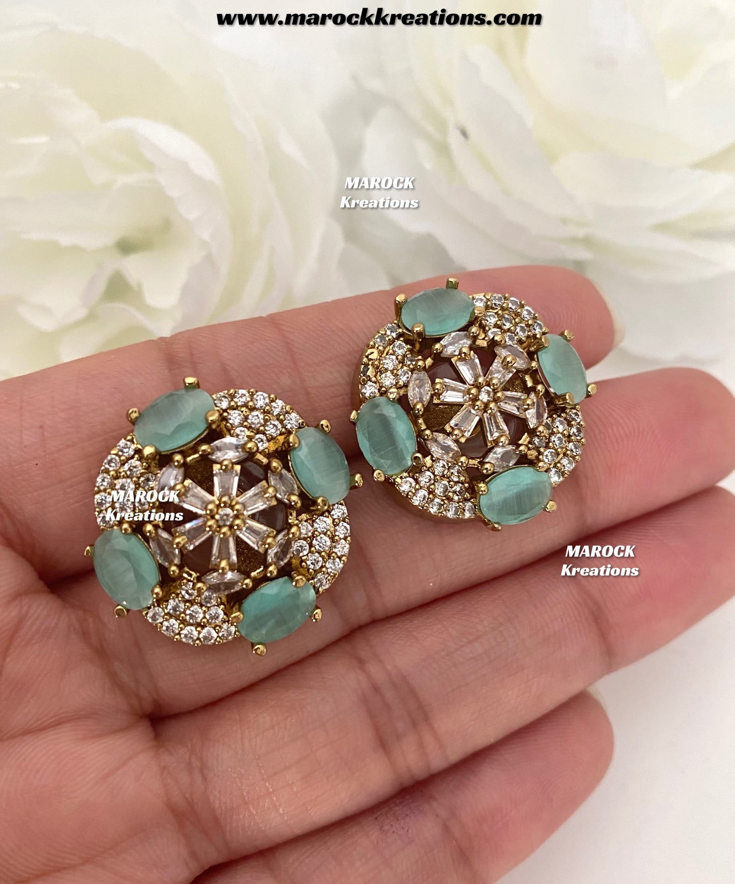 Thushi Antique Gold American Diamond Studs/Earrings