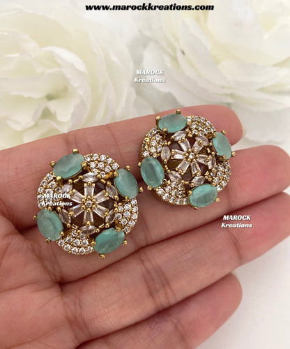 Thushi Antique Gold American Diamond Studs/Earrings