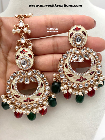 Nirvi Premium Quality Rose Gold Kundan Meenakari Choker/Necklace set