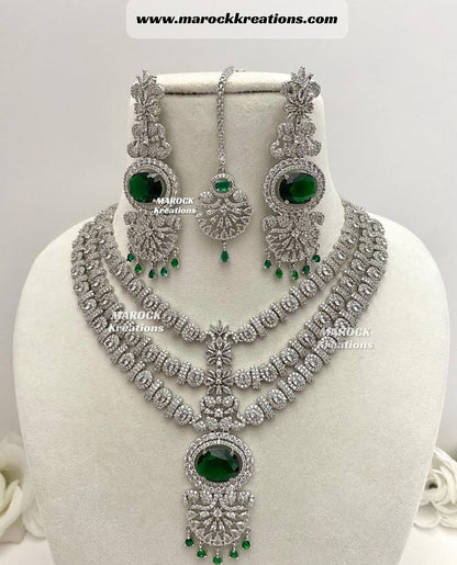 Anila American Diamond Triple layer Necklace set