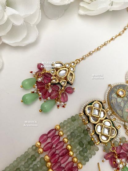 Brinda Premium Quality Kundan Meenakari Statement Choker set
