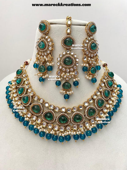 Harsha Premium Quality Kundan and Monalisa stone Statement Necklace set