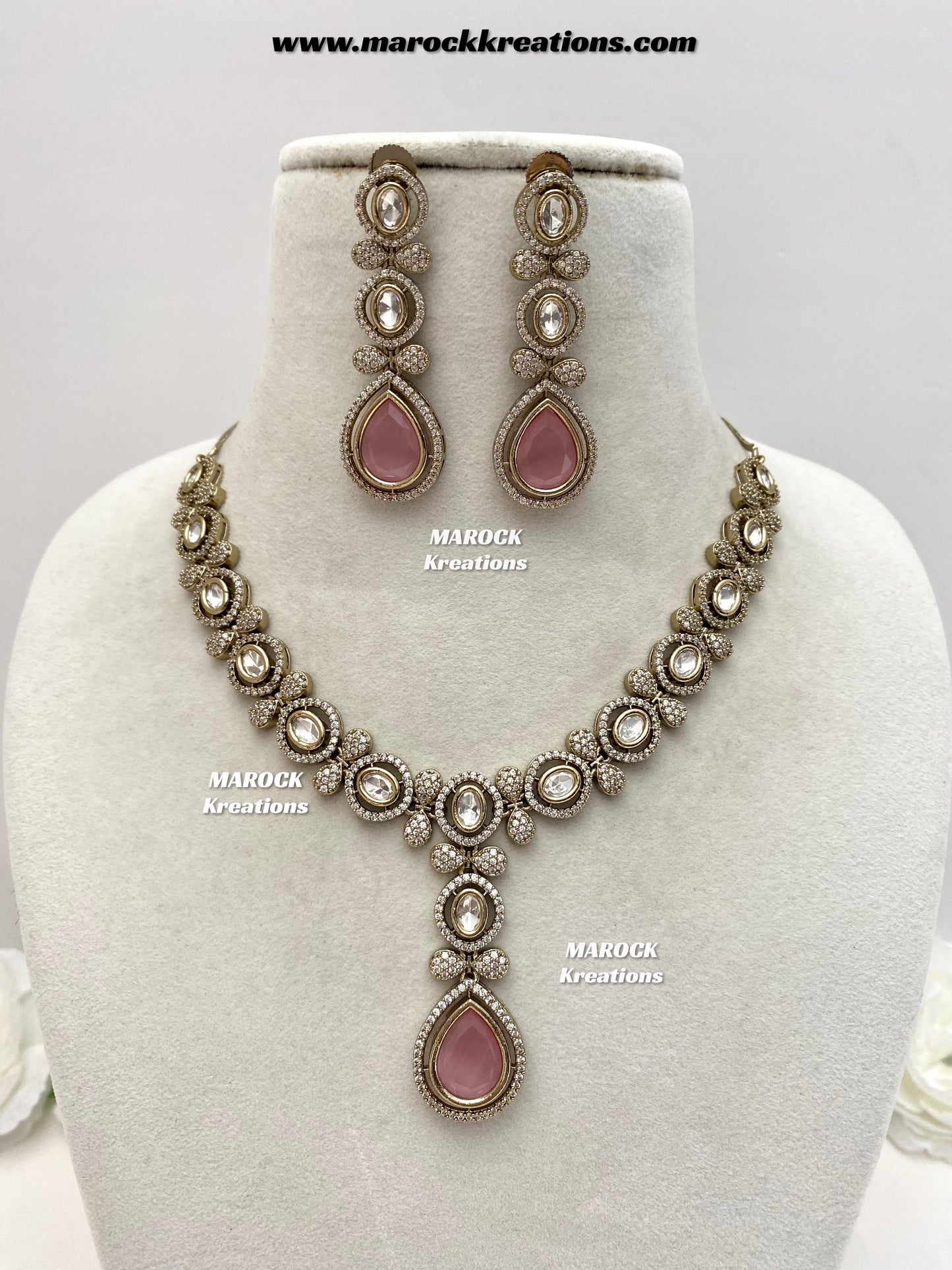 Ramsha Premium Quality Moissanite Kundan Necklace set