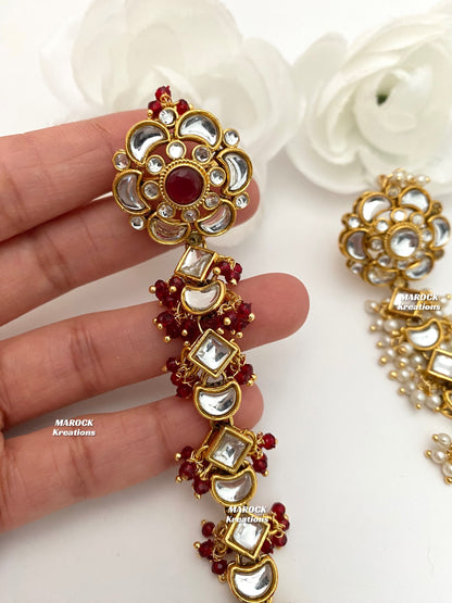 Premium Quality Kundan Hand pieces/Hath Panja/Bridal hand accessories/Ring attached with bracelet