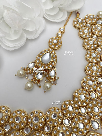 Premium Quality Thappa Kundan Necklace set