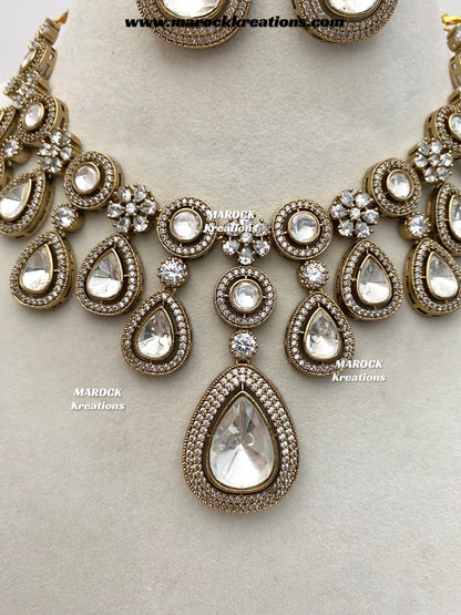 Jima Premium Quality Moissanite Kundan Necklace set