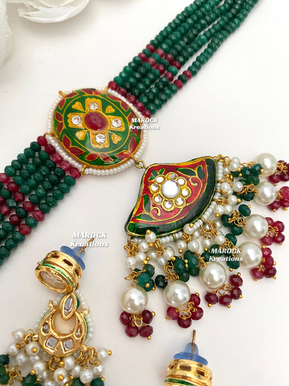 Mannat Kundan Meenakari Statement Choker set