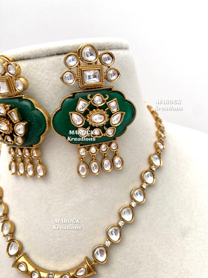 Shazia Premium Quality Moissanite Kundan Necklace set