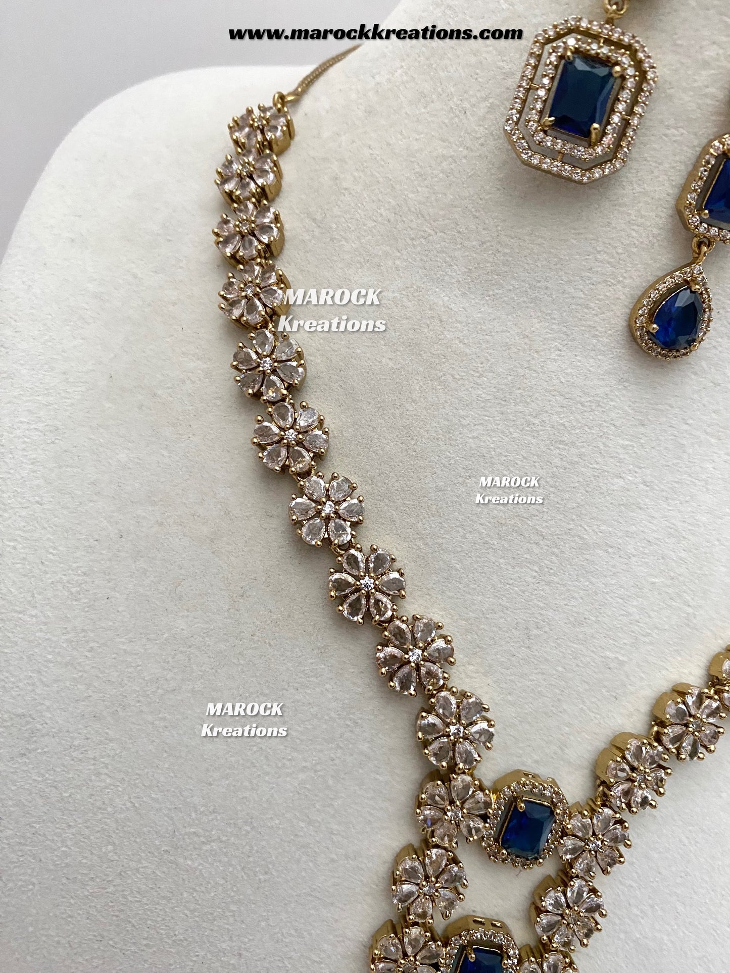 Claudia Antique Gold American Diamond Statement Necklace set