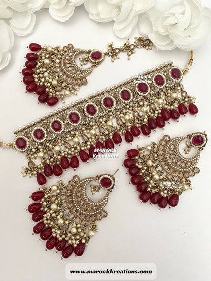 Sabyasachi inspired Antique Gold Polki statement choker sets