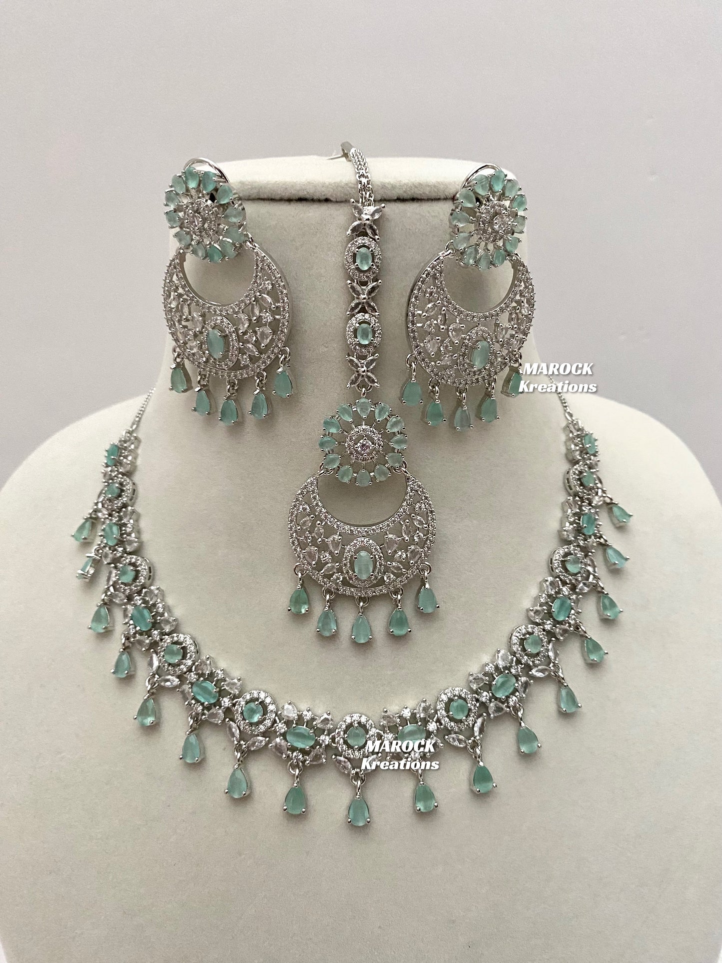 Silver American Diamond Necklace set