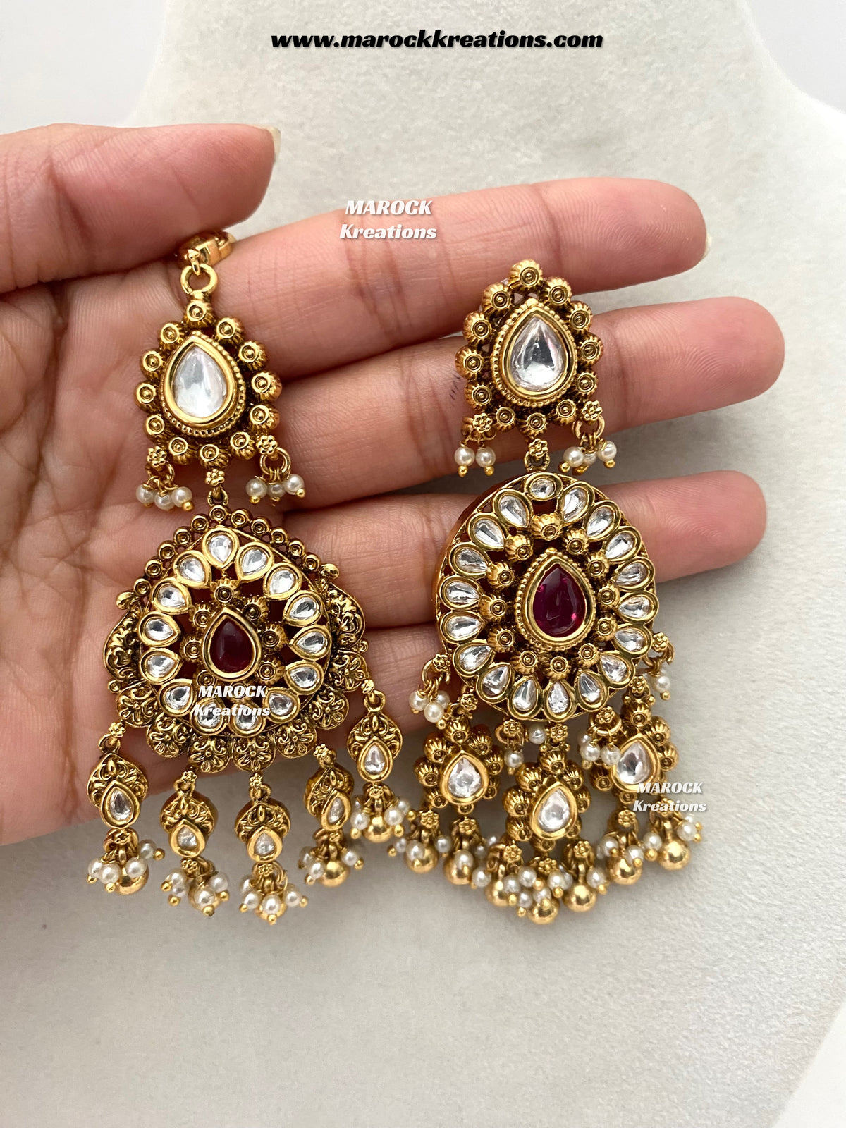 Menika Premium Quality Gold plated statement Necklace set/Bridal set