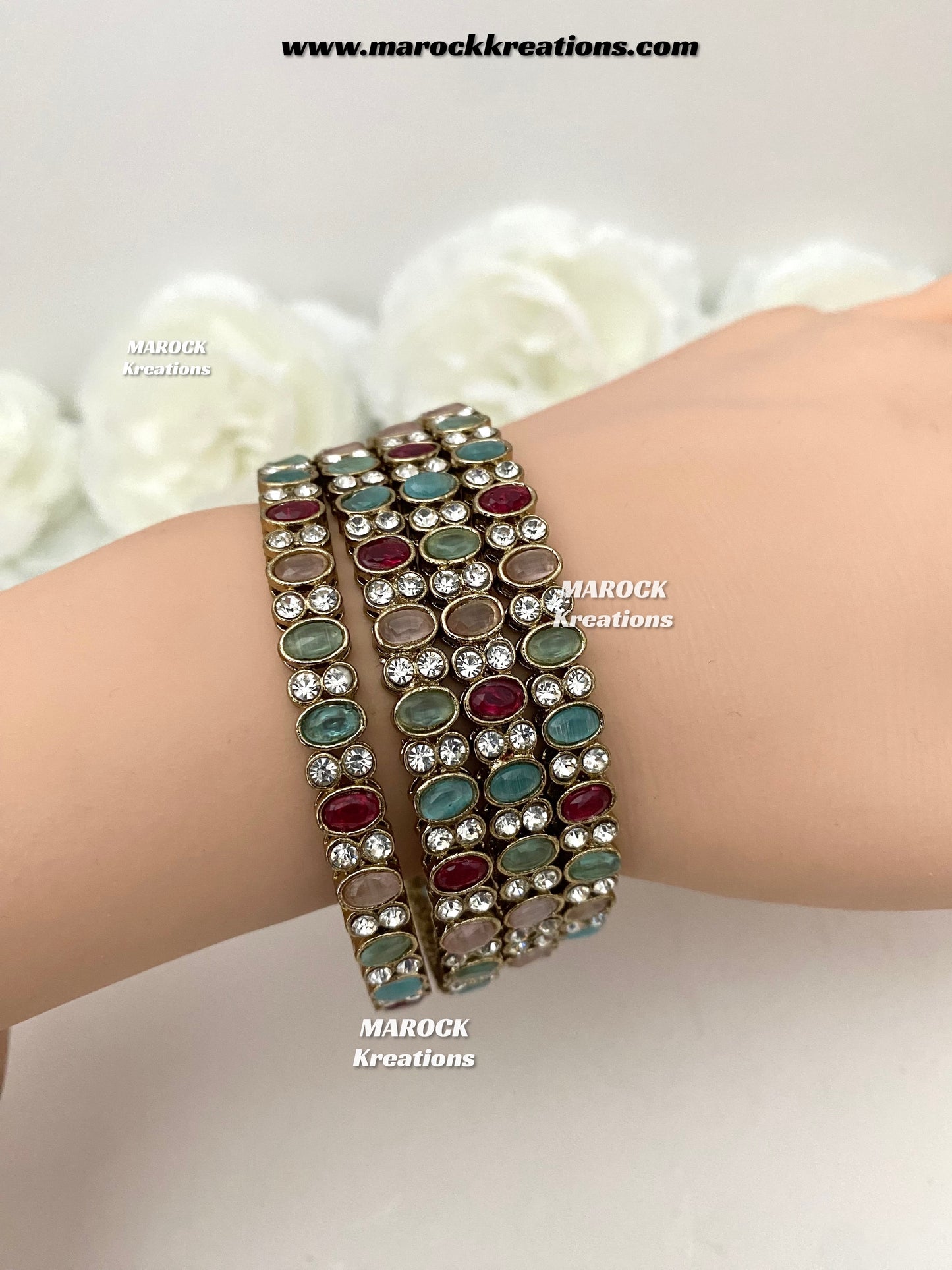 Premium Quality Monalisa stones Bangles/Kade (Set of 4)