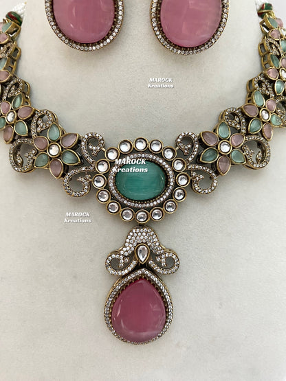 Freya Sabyasachi inspired Premium Quality Moissanite Kundan Necklace set