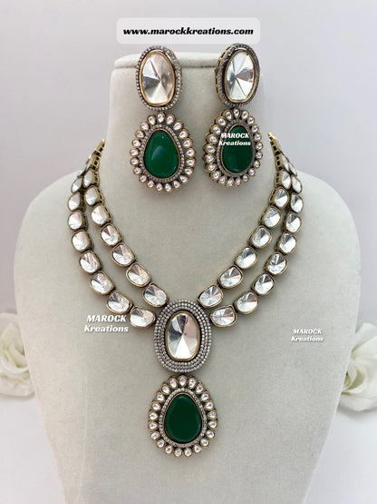 Premium Quality uncut Kundan Moissanite Necklace set