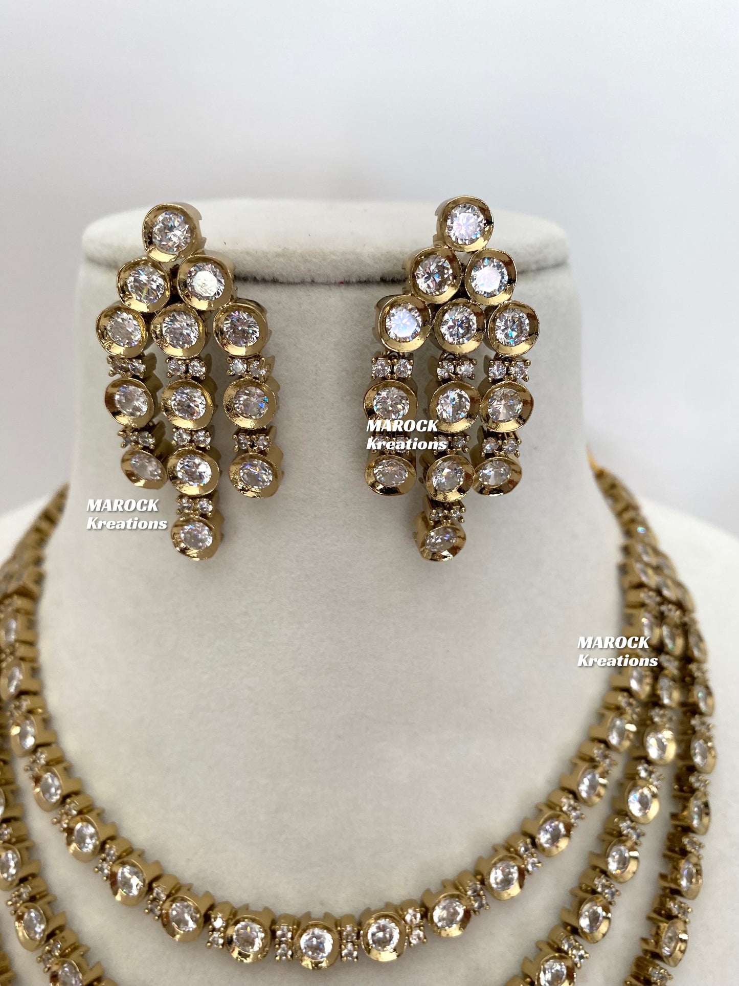 Lavanya Premium Quality Moissanite Kundan Triple layer Necklace set